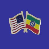 Ethiopia Lapel Pin (Double Waving Flag w/USA)