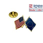 Europe Lapel Pin (Double Waving Flag w/USA)