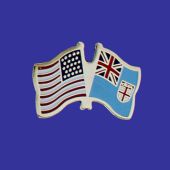 Fiji Lapel Pin (Double Waving Flag w/USA)