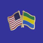 Gabon Lapel Pin (Double Waving Flag w/USA)