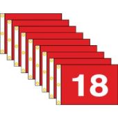 Golf Flag Set 10-18 (White on Red) - 14x20" 