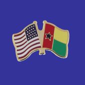 Guinea Bissau Lapel Pin (Double Waving Flag w/USA)