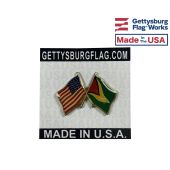 Guyana Lapel Pin (Double Waving Flag w/USA)