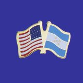 Honduras Lapel Pin (Double Waving Flag w/USA)