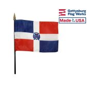 Dominican Republic Stick Flag (with Seal)