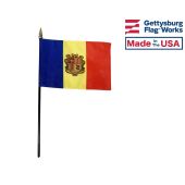 Andorra Stick Flag (with seal) - 4x6"