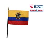 Ecuador Stick Flag (with seal) - 4x6"