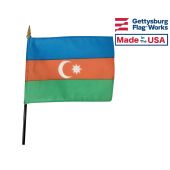 Azerbaijan Stick Flag (Orange Middle Stripe) - 4x6"