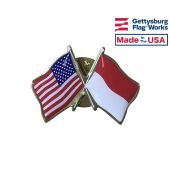 Indonesia Lapel Pin (Double Waving Flag w/USA)