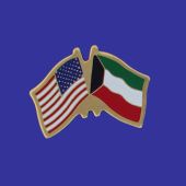 Kuwait Lapel Pin (Double Waving Flag w/USA)