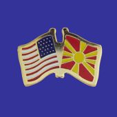 Macedonia Lapel Pin (Double Waving Flag w/USA)