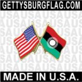 Malawi 2010-2012 Lapel Pin (Double Waving Flag w/USA)