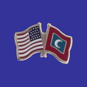 Maldives Lapel Pin (Double Waving Flag w/USA)