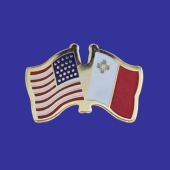 Malta Lapel Pin (Double Waving Flag w/USA)
