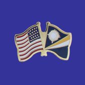 Marshall Islands Lapel Pin (Double Waving Flag w/USA)