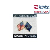 Michigan State Flag Lapel Pin (Double Waving Flag w/USA)