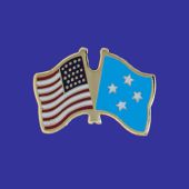 Micronesia Lapel Pin (Double Waving Flag w/USA)