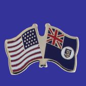 Montserrat Lapel Pin (Double Waving Flag w/USA)