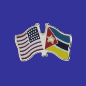 Mozambique Lapel Pin (Double Waving Flag w/USA)