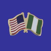 Nigeria Lapel Pin (Double Waving Flag w/USA)