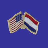 Paraguay Lapel Pin (Double Waving Flag w/USA)