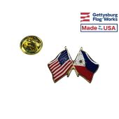 Philippines Lapel Pin (Double Waving Flag w/USA)