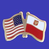 Poland Ancestral Lapel Pin (Double Waving Flag w/USA)