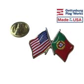 Portugal Lapel Pin (Double Waving Flag w/USA) (Imported - Close Out)