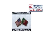 Portugal Lapel Pin (Double Waving Flag w/USA) (Imported - Close Out)