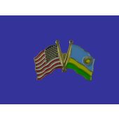 Rwanda Lapel Pin (Double Waving Flag w/USA)