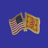 Scotland Lion Lapel Pin (Double Waving Flag w/USA)