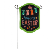 Happy Easter Chalkboard Burlap Garden Flag 