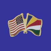 Seychelles Lapel Pin (Double Waving Flag w/USA)