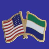 Sierra Leone Lapel Pin (Double Waving Flag w/USA)
