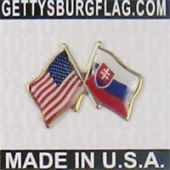 Slovakia Lapel Pin (Double Waving Flag w/USA)