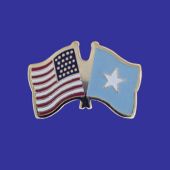 Somalia Lapel Pin (Double Waving Flag w/USA)