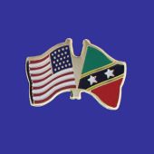 St Chris-Nevis Lapel Pin (Double Waving Flag w/USA)
