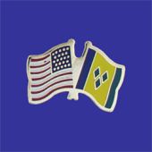 St Vincent & the Grenadines Lapel Pin (Double Waving Flag w/USA)