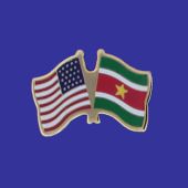 Suriname Lapel Pin (Double Waving Flag w/USA)