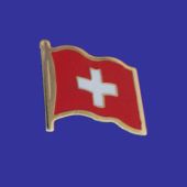 Switzerland Lapel Pin (Double Waving Flag w/USA)
