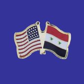 Syria Lapel Pin (Double Waving Flag w/USA)