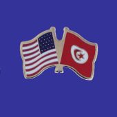Tunisia Lapel Pin (Double Waving Flag w/USA)