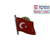 Turkey Lapel Pin (Single Waving Flag)