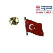 Turkey Lapel Pin (Single Waving Flag)