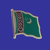 Turkmenistan Lapel Pin (Single Waving Flag)