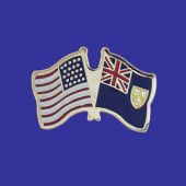 Turks & Caicos Lapel Pin (Double Waving Flag w/USA)
