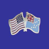 Tuvalu Lapel Pin (Double Waving Flag w/USA)