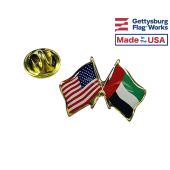 United Arab Emirates Lapel Pin (Double Waving Flag w/USA)