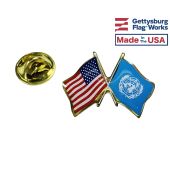 United Nations Lapel Pin (Double Waving Flag w/USA)
