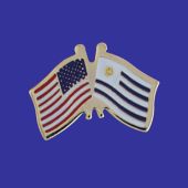 Uruguay Lapel Pin (Double Waving Flag w/USA)